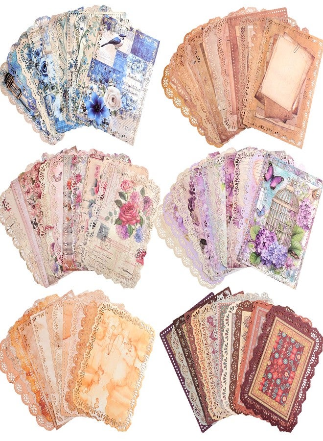 emmoolife 66 Sheets Lace Edged Scrapbook Paper Set, 6 Packs Vintage Decorative Paper Scrapbooking Supplies for Letter Writing Background Stationery Ephemera for Junk Journaling, DIY Art Collage 4.9x6.9 IN - Image 1