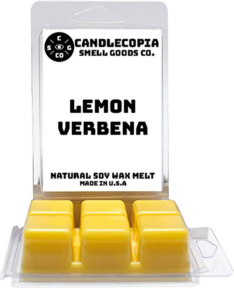 Candlecopia Lemon Verbena Strongly Scented Hand Poured Vegan Wax Melts, 12 Scented Wax Cubes, 6.4 Ounces in 2 x 6-Packs (Lemon Verbena)