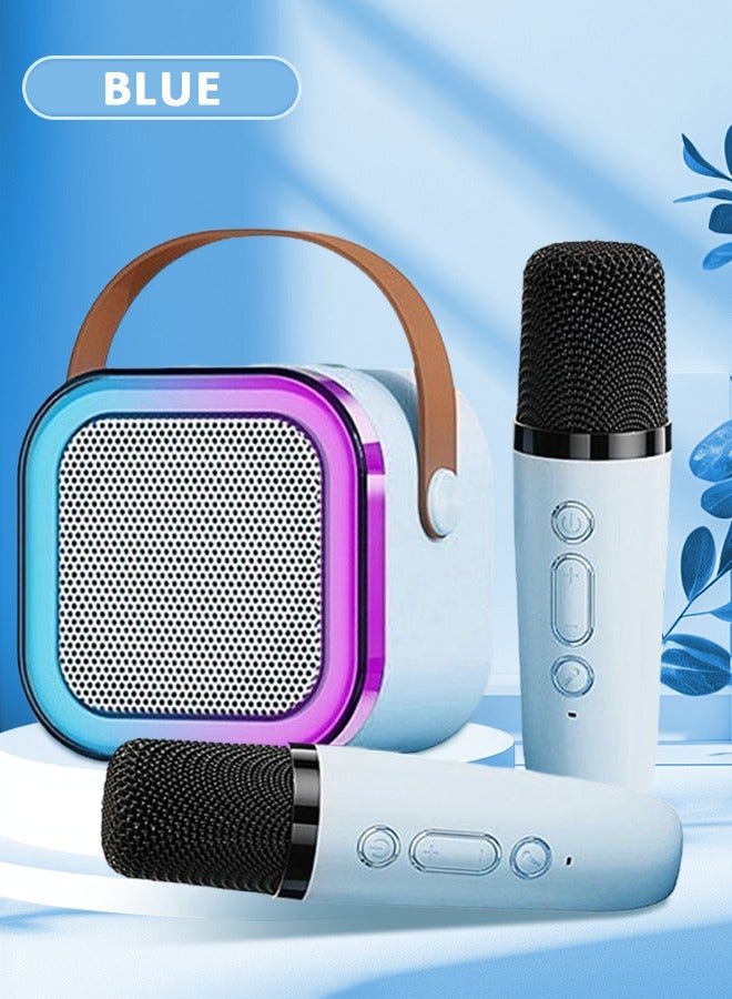 k12 Portable Bluetooth Karaoke Speaker with Wireless Microphones for Home Enjoyment Party pink - Image 1
