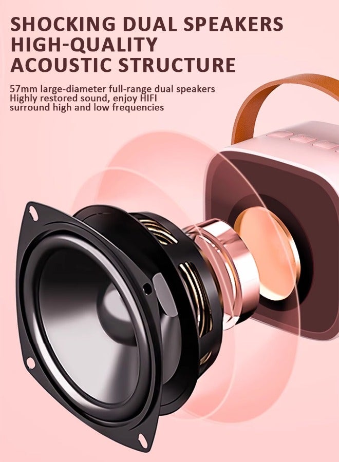 k12 Portable Bluetooth Karaoke Speaker with Wireless Microphones for Home Enjoyment Party pink - Image 4