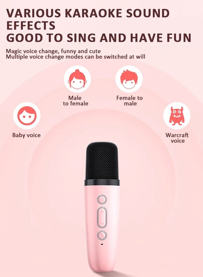 k12 Portable Bluetooth Karaoke Speaker with Wireless Microphones for Home Enjoyment Party pink - Image 3