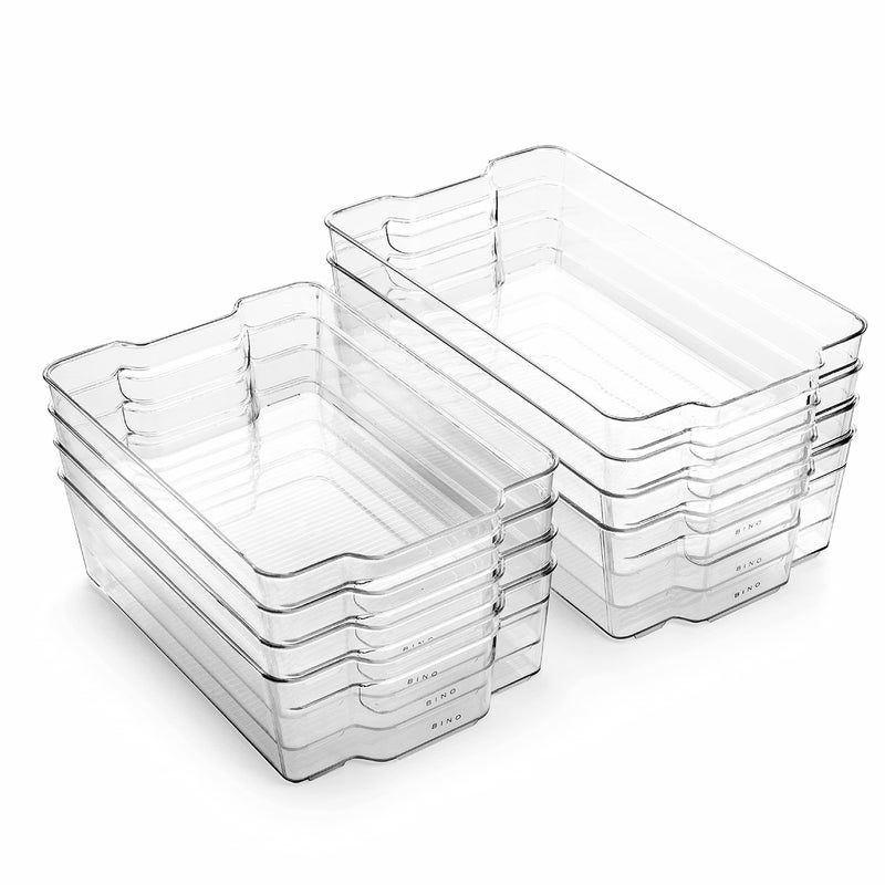 BINO Stackable MultiUse Storage Organizer Bins Plastic BPAFree THE STACKER COLLECTION For PantryHome Organization FridgeFreezer Organizer  8 Pack