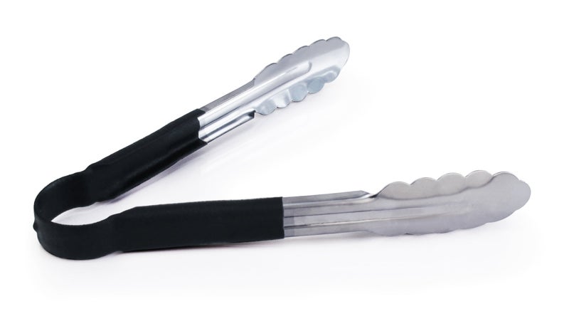 New Star Foodservice New Star Foodservice 35841 9Inch Utility Spring Tongs Stainless Steel Vinyl Coated Set of 12 Black 