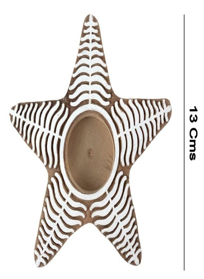 Anant infinity Tea Light Candle Holder Star Wooden Block Print Tea Light Candle Holders Diwali, Rangoli, Handmade Tlight Deepawali Decoration Items, Candle Holder Home Dcor AITL2-211 - Image 4