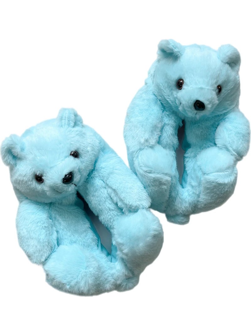 Y&D Price Fluffy Warm Kids Lady Size Teddy Bear Shape Animal Cartoon Winter Indoor Soft Slipper Shoes - Image 1