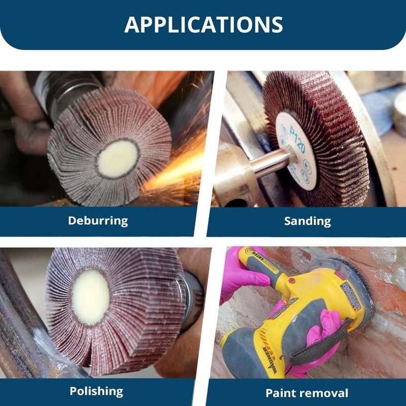 Benchmark Abrasives Aluminum Oxide 2 Inch Flap Wheel - 1â€ Length 1/4" Shank Mounted Sander for Deburring, Sanding, Grinding, Paint Removal - Polishing Wheel for Drill & Grinder (10 Pack) - 40 Grit - Image 4