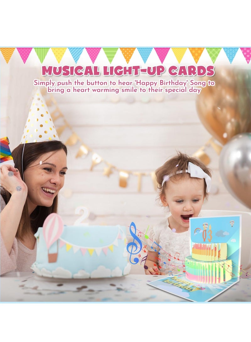 Musical Birthday Cards, 3D DIY Pop Up Light Happy Card, Card with Lights and Music, Gifts for Women Men Mom Kids Exploding Singing Popup Cards - Image 3