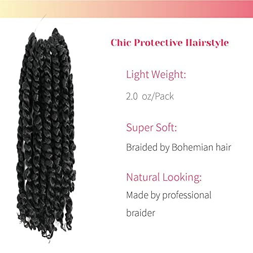 BOHOBABE Pre-twisted Passion Twist Crochet Hair 14 Inch Short Pre-looped Crochet Passion Twist Braiding Hair 8 Packs (T118) - Image 2
