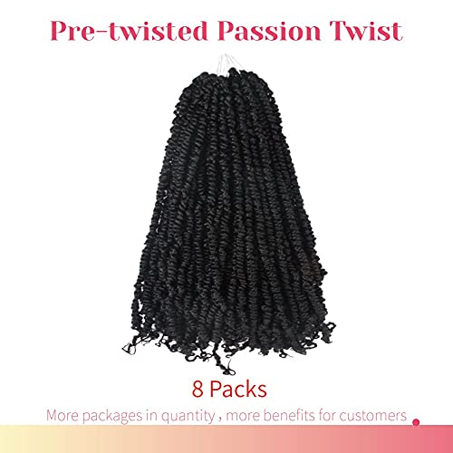 BOHOBABE Pre-twisted Passion Twist Crochet Hair 14 Inch Short Pre-looped Crochet Passion Twist Braiding Hair 8 Packs (T118) - Image 3