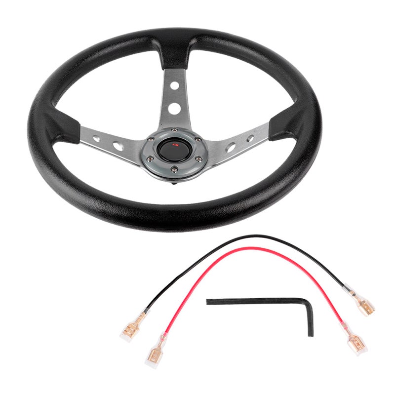 MOMO Universal Steering Wheel High-Quality PU Leather Comfortable Grip - Lightweight Aluminum Racing Wheel for Sport Cars - Stylish Silver Upgrade for Car Enthusiasts - Image 1