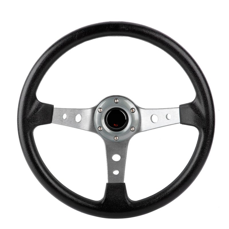 MOMO Universal Steering Wheel High-Quality PU Leather Comfortable Grip - Lightweight Aluminum Racing Wheel for Sport Cars - Stylish Silver Upgrade for Car Enthusiasts - Image 2