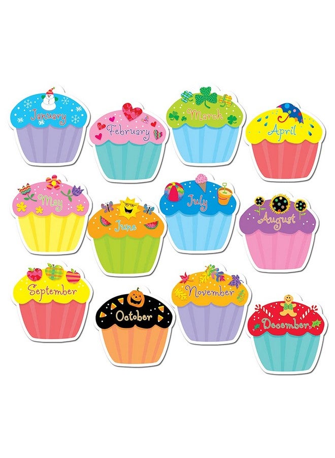 Creative Teaching Press Cupcake Accents For Bulletin Boards & Classrooms Ctp 10” Jumbo Designer Cutouts 12Piece Set Multicolor  - Image 1