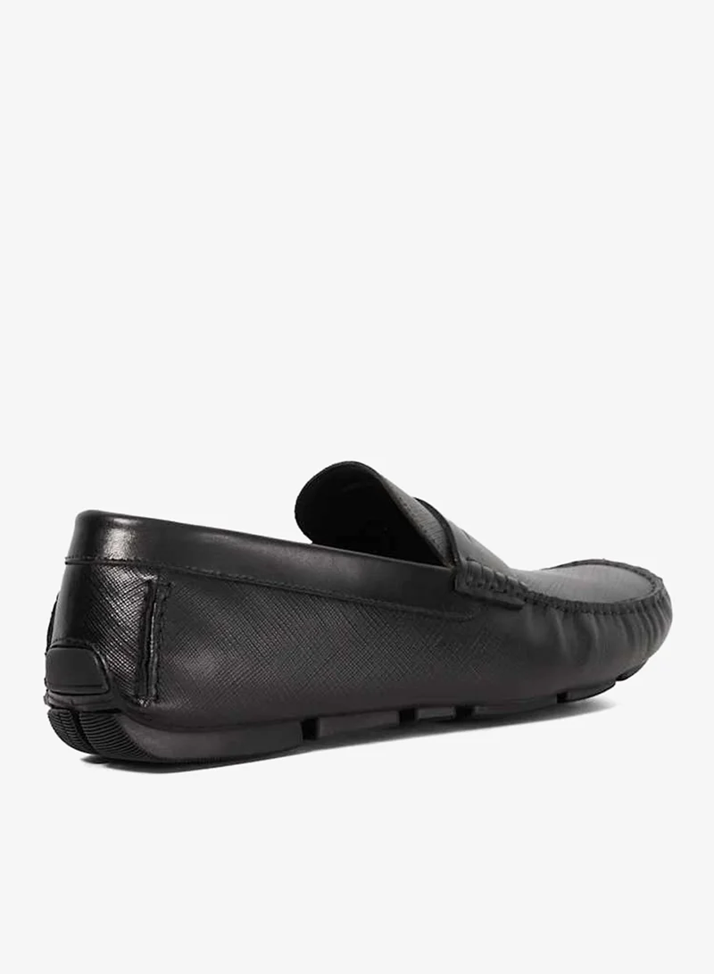 Dune London Black BRAVERRY Textured Formal Loafers for Men | Best Price UAE