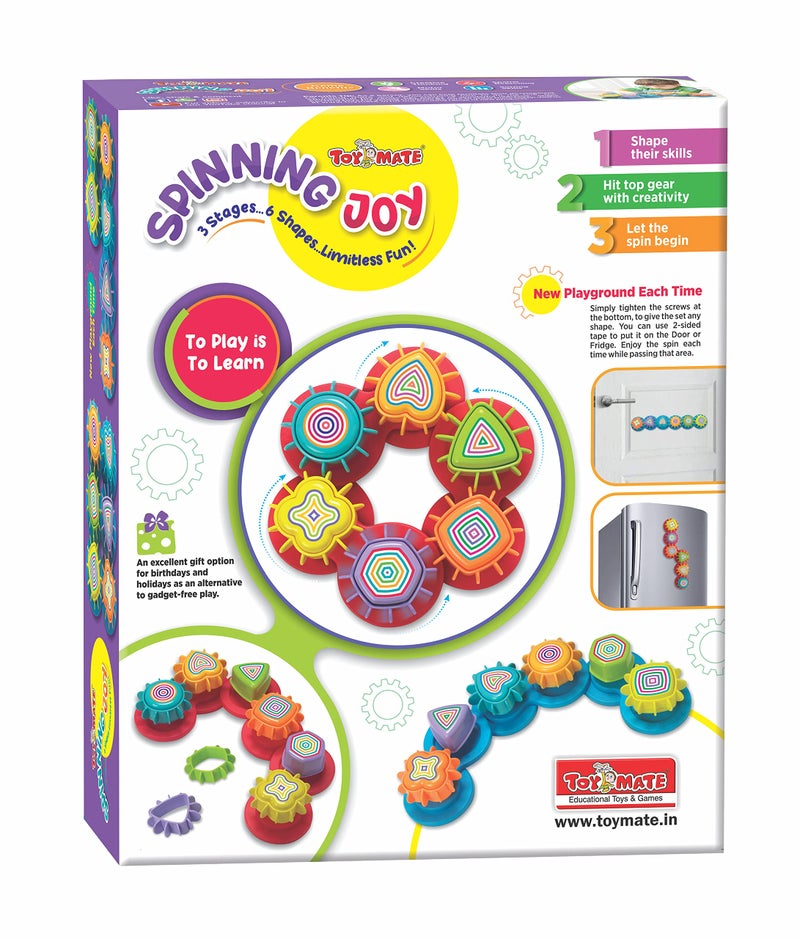 Toymate Spinning Joy - A Shape ‘N’ Spin Gear Sorter. A Developmental Activity Toy for Kids Ages 2-4+. Toddlers Sortering Game with Multiple Colors and Shapes. - Image 2