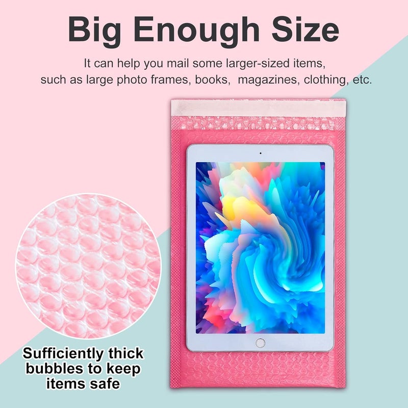 Henoyso 30 Pcs Extra Large Bubble Mailers 14 x 19 Inches Resealable Padded Envelopes Waterproof Shipping Bags Poly Padded Mailers Bulk for Mailing Packaging Small Business(Pink) - Image 4