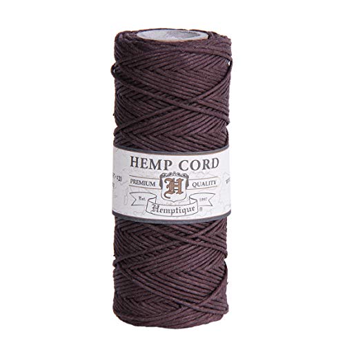 Hemptique خيط القنب هيمبتيك 100% - بكرة بطول 62.5 متر - مصنوع بحب - رقم 20 ~ خيط بسمك 1 مم لصنع المجوهرات، المكرمية، الأعمال اليدوية، والمزيد - بني داكن - Image 1