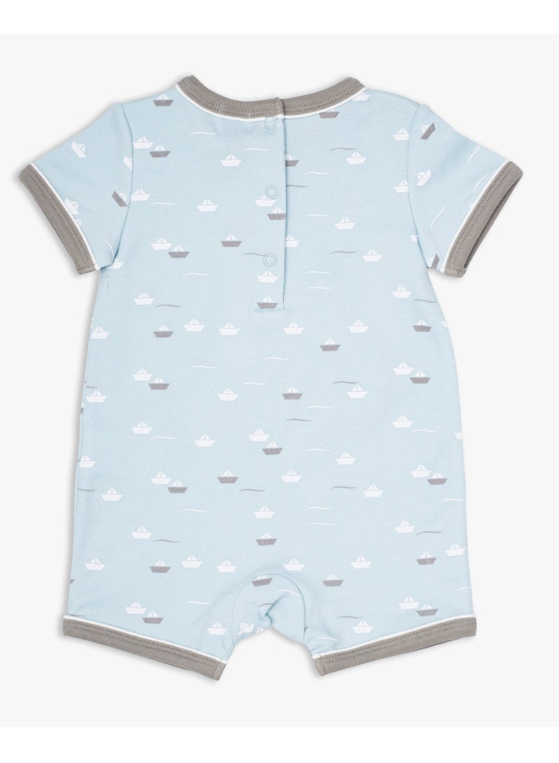 MOON 100% Cotton Romper 3-6M Teal - Little Boat - Image 2