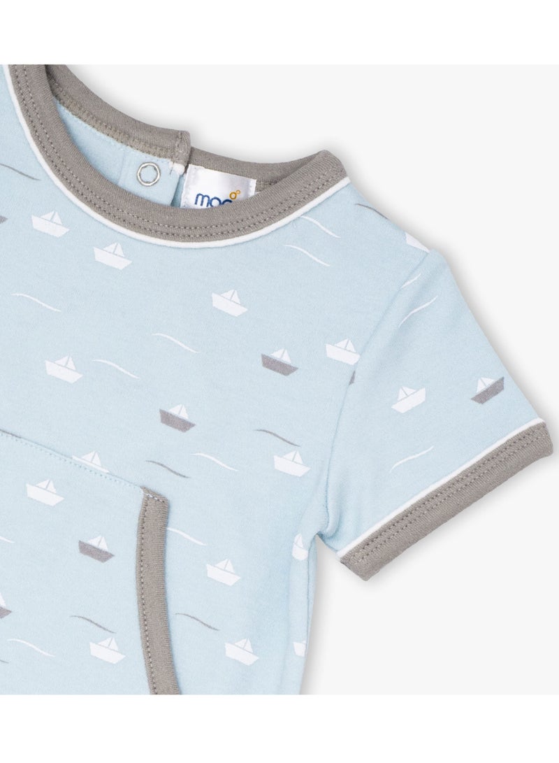 MOON 100% Cotton Romper 3-6M Teal - Little Boat - Image 3