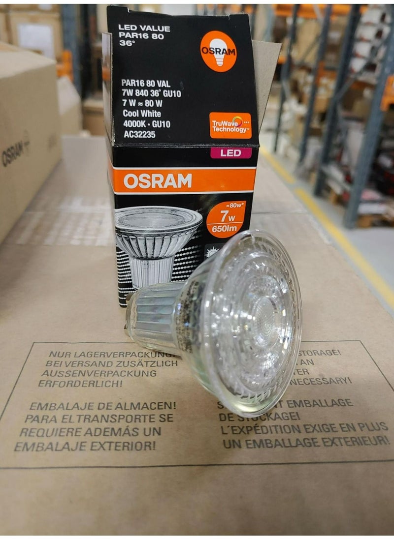 Osram لمبة LED Osram GU10 PAR16 36 درجة 7 وات، مصباح أبيض بارد / مصباح موجه 4000 كلفن غير قابل للتعتيم، عبوة من 10 قطع  - Image 5