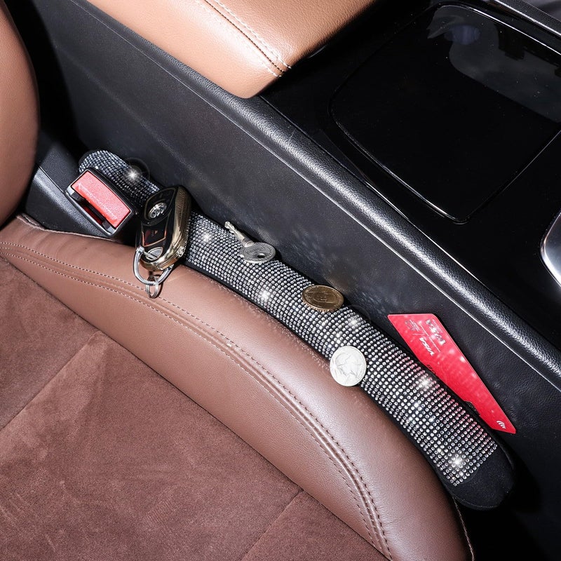 ToBeQueen Bling Car Seat Gap Filler Universal Fit for Car SUV Truck, Set of 2 Handmade Crystal Diamond Rhinestone Seat Gap Blocker Bling Car Accessories for Women(Silver) - Image 4