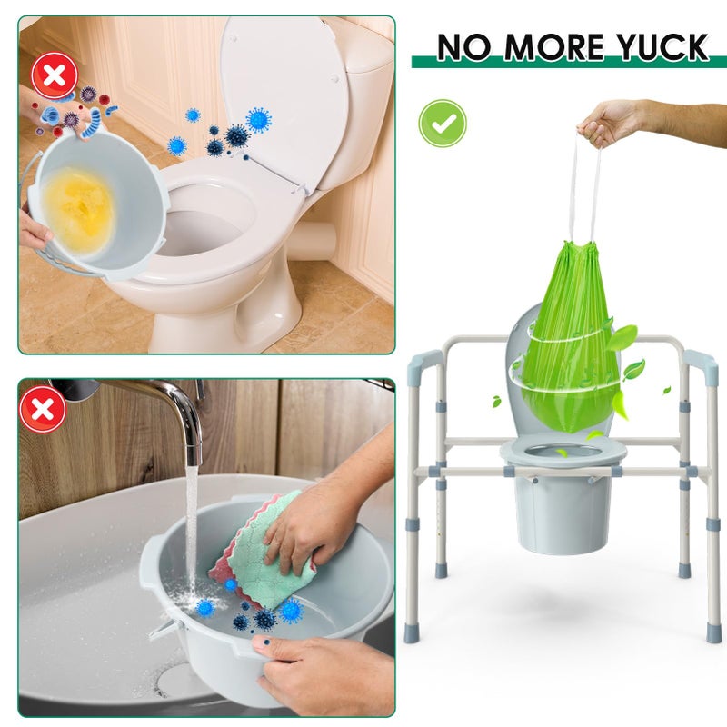 Boowoo Bedside Commode Liners  100 Leakproof Toilet Liners For Bedside Commode  Scented Adult Potty Chair Liners  Commode Liners For Commode Chair  Bedpan  Bucket Toilet (100 Bags Only) - Image 3