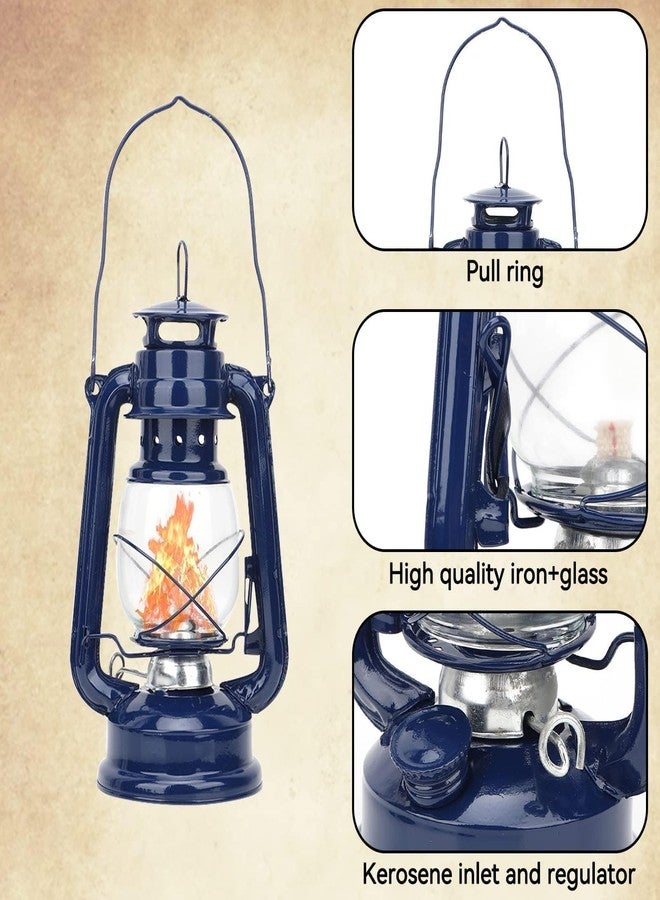 فانوس يعمل بالزيت، فانوس إعصار، مصباح زيت، فانوس معلق خارجي، فانوس مزارع، فانوس إعصار عتيق، فانوس داخلي وخارجي للتعليق أو وضعه على الطاولة (أزرق) - Image 3