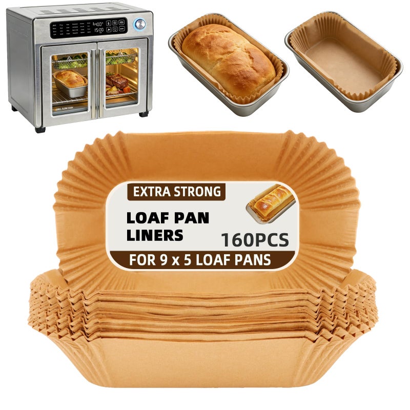 LYHOLKEER Loaf Pan Liners, 160Pcs Bread Pan Liners for Baking Bread 9x5, 9.5 x 5 Inch, Food Grade, Oil Proof, Heat Resistant, Non-Stick Disposable Parchment Paper for Oven, Air fryer, Pans, Baking - Image 1