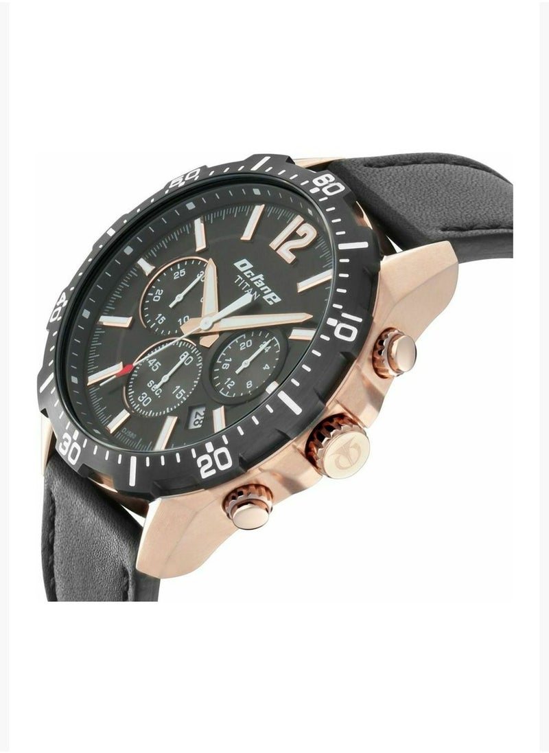 Titan Octane Watch with Black Dial Chronograph Function for Men - 90108KL01