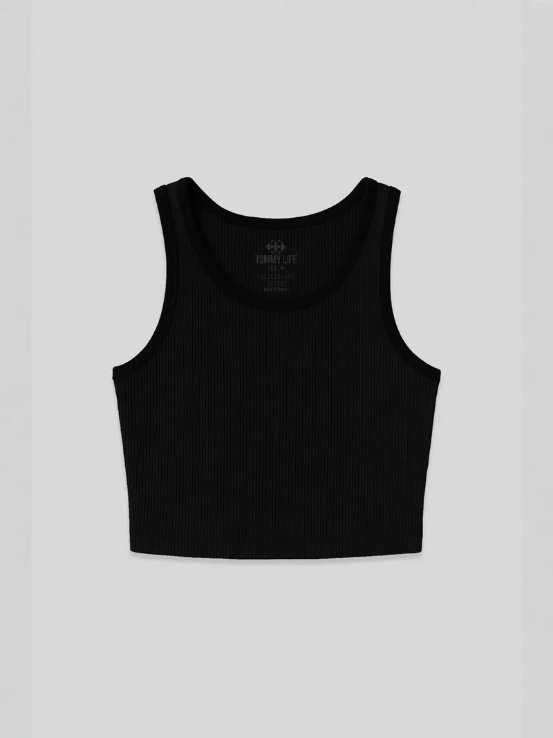 TOMMYLIFE TOMMY Ribbed Sleeveless Crop Top