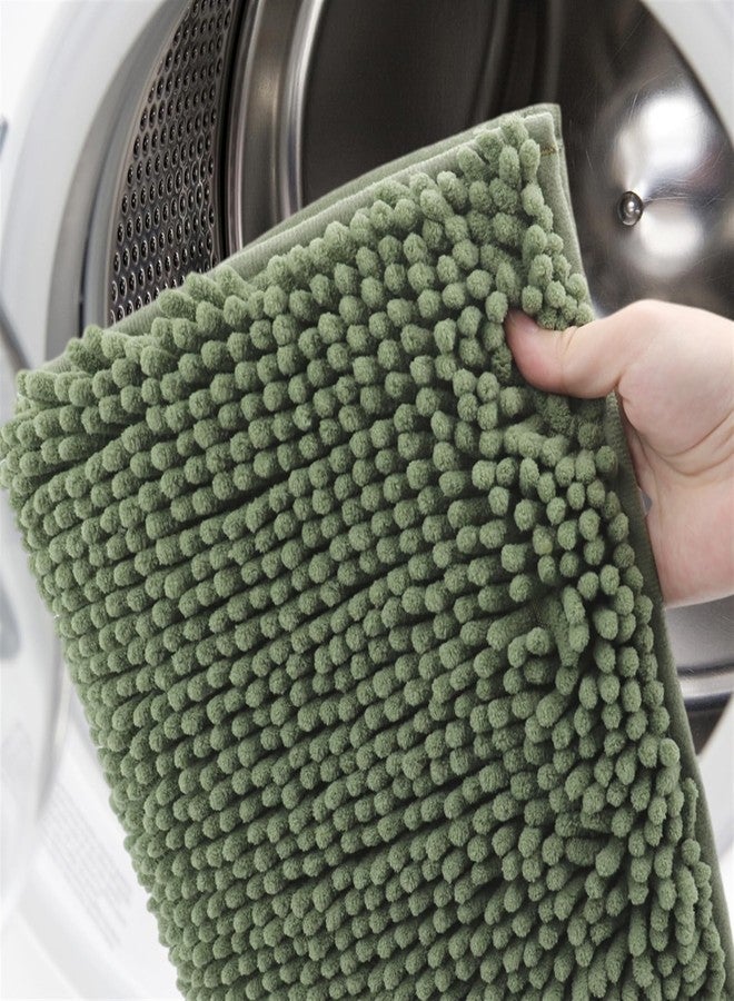 Reyox Chenille Bath Mat, Toilet Rugs U Shaped, Soft Plush Bath Bathroom Rug, Absorbent Shaggy Bathroom Contour Rug Olive Green 19.7"x15.7" - Image 5