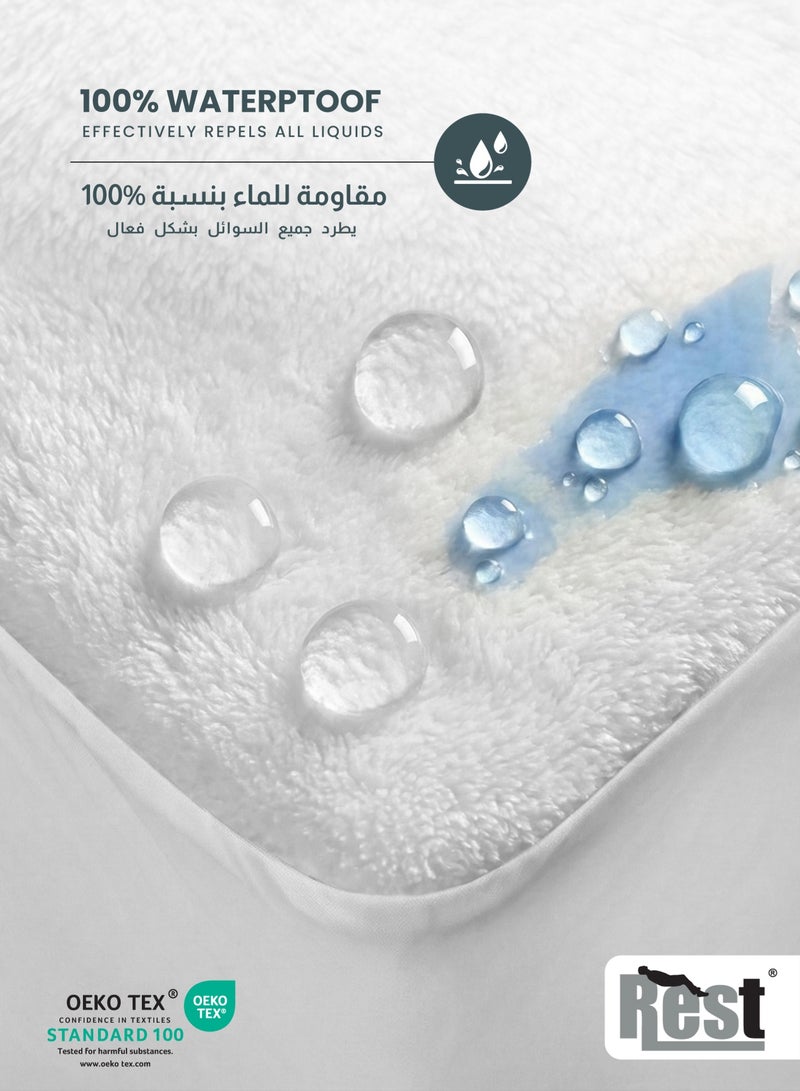 REST  Coral Fleece White Waterproof Mattress Protector Hypoallergenic Comfortable Breathable Stain-resistant For Healthier Sleeping Experience Bedding Washable with 35 cm Deep Pocket (180x200cm) - Image 5