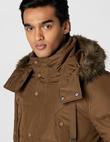 Andrew Marc Men's Mid Length Down Jacket, CAPPUCINO (GATTICA), Large - Image 4