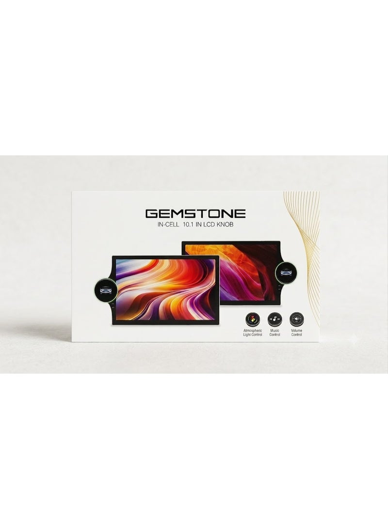 شاشة سيارة GEMSTONE مقاس 10.1 بوصة LCD بدقة 1280×720، رام 2GB وذاكرة 32GB، تحكم بمقبض دوار