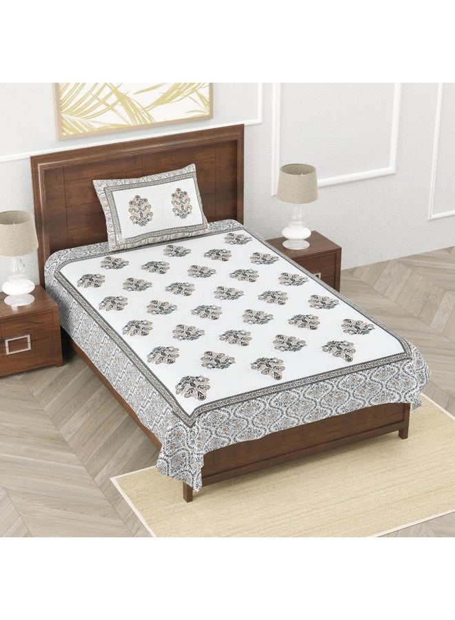 EasyGoods® 240 TC Cotton Bedsheet for Single Bed - Brown | Monarch Bedsheet Single Size Bed Cotton | Single Size Bedsheet | Single Bedsheet with 1 Pillow Cover 59x88 Inch| Handcrafted Bed Sheets - Image 1