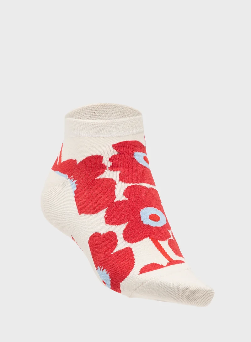 جينجر Cotton Floral Ankle Socks