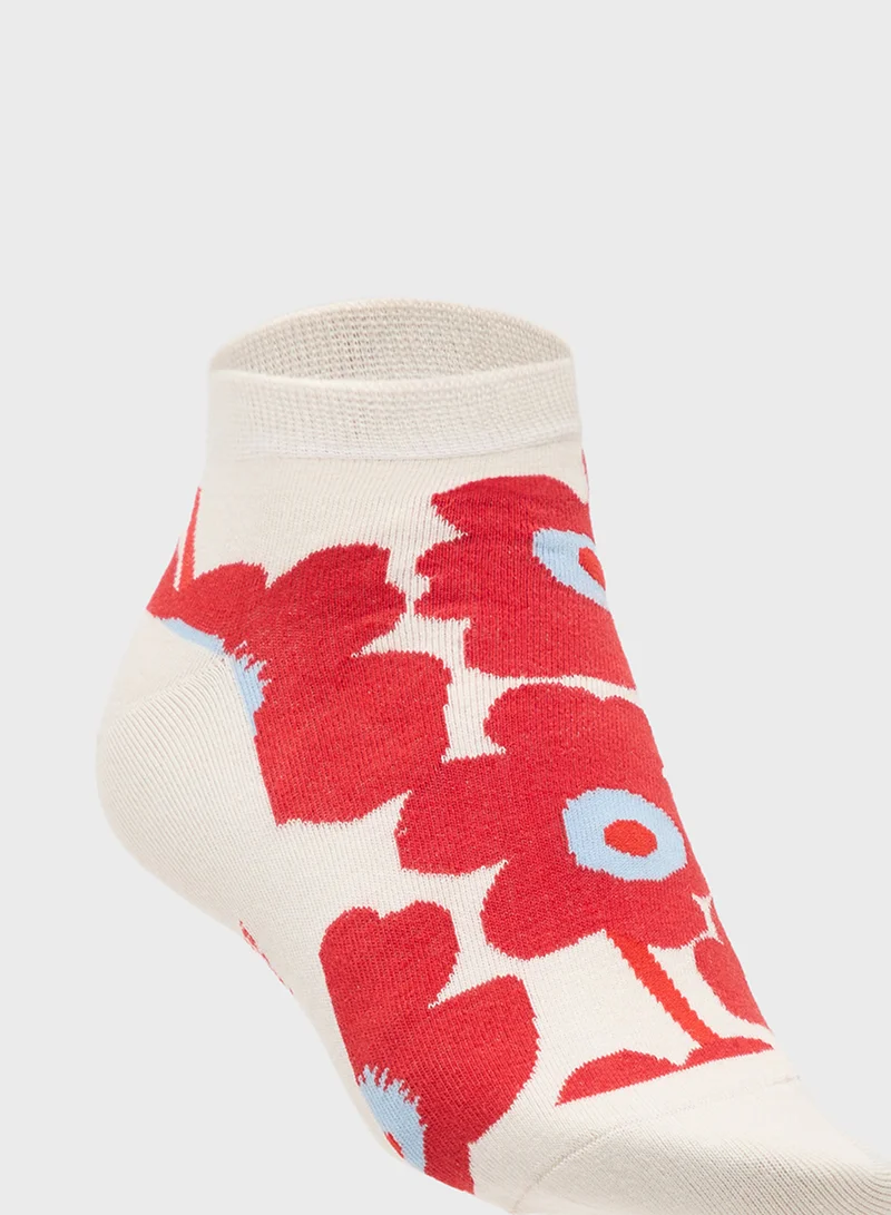 جينجر Cotton Floral Ankle Socks