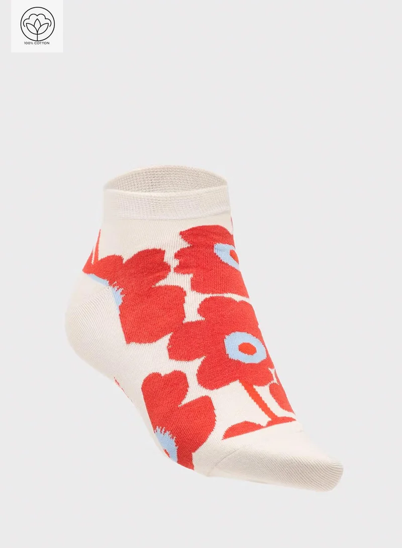 Ginger Cotton Floral Ankle Socks