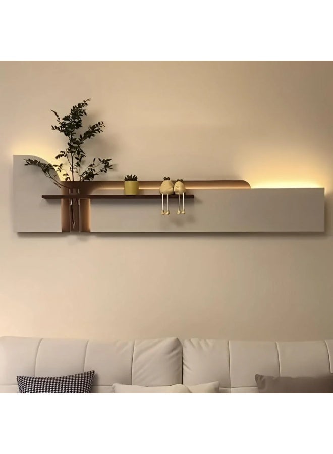 Gardenia Insyab Plate – Hidden Light Wall Art with Glass Rose Holder and Remote Control – Elegant Illuminated Decorative Panel for Living Room, Entrance, or Bedroom – Premium Wooden Design ( Cream Branches ) - Image 1