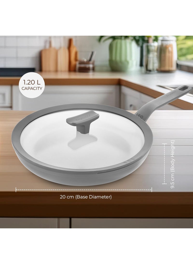 Berghoff Berghoff 20 cm Recycled Aluminum Non-Stick Cooking Fry Pan & Toughened Glass Lid | CeraGreen Ceramic Coating |PTFE, PFAS Free |Induction, Dishwasher Ready |Dark Grey |5 Yr Warranty  - Image 2