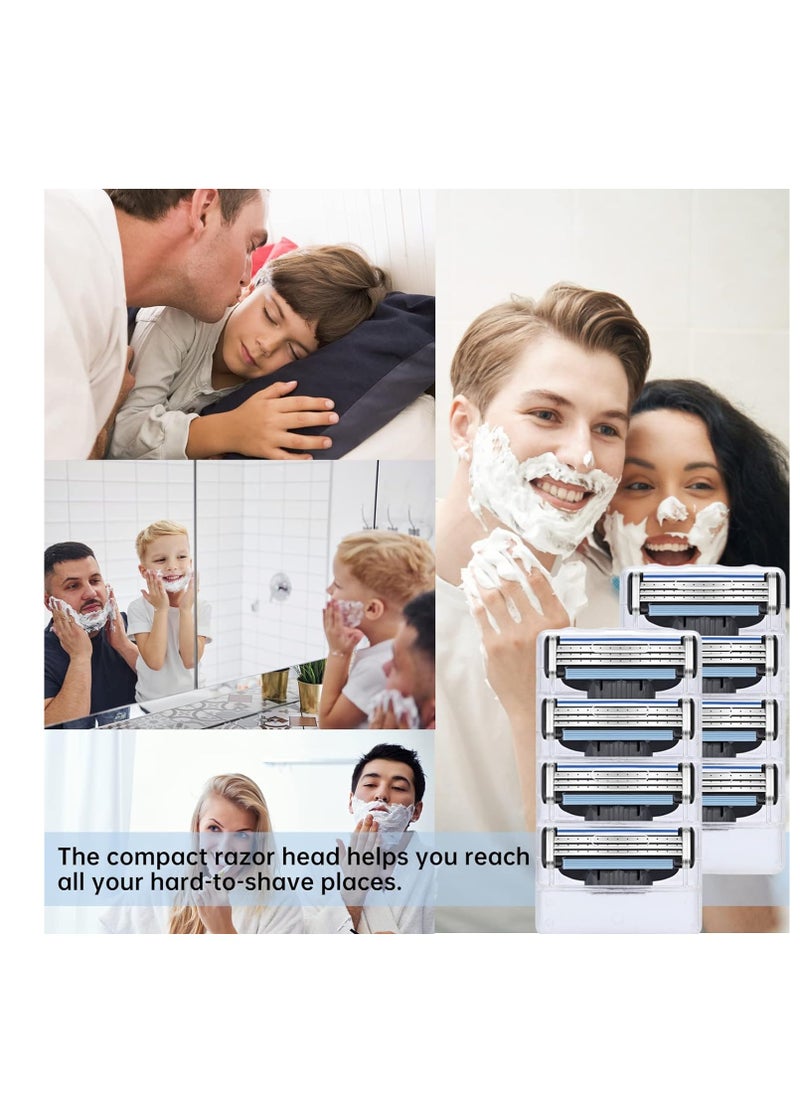 SYOSI Razor Blades Refills for Mach 3, Manual Turbo Mens Razor Blade 3 Layers Refills, Hair Removal Device Blades for Men, Designed for Sensitive Skin-Use with Shaving Cream for Shaving (8Pcs)  - Image 3
