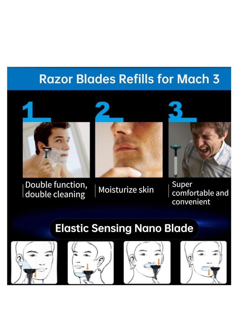 SYOSI Razor Blades Refills for Mach 3, Manual Turbo Mens Razor Blade 3 Layers Refills, Hair Removal Device Blades for Men, Designed for Sensitive Skin-Use with Shaving Cream for Shaving (8Pcs)  - Image 5