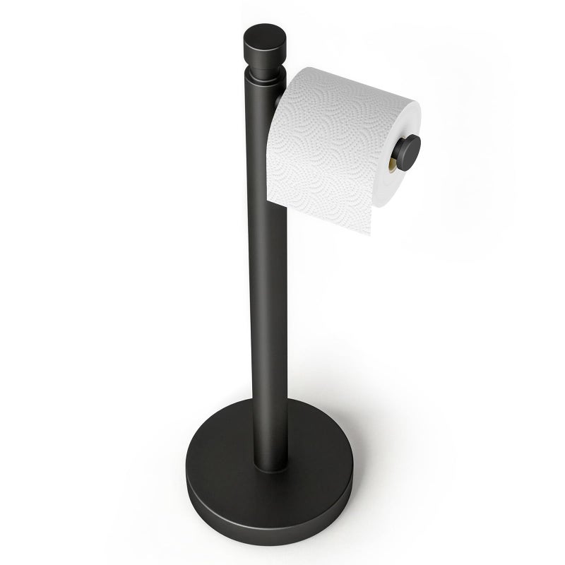 YUMORE Toilet Paper Holder Stand 44lbs Heavy Duty Stainless Steel Free Standing Bathroom Tissue Roll Holder Matte Black - Image 2
