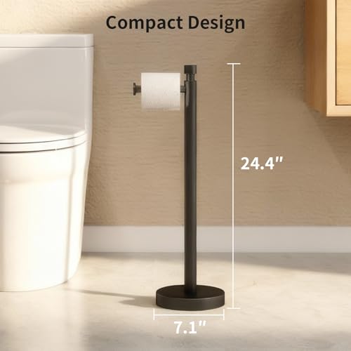 YUMORE Toilet Paper Holder Stand 44lbs Heavy Duty Stainless Steel Free Standing Bathroom Tissue Roll Holder Matte Black - Image 3