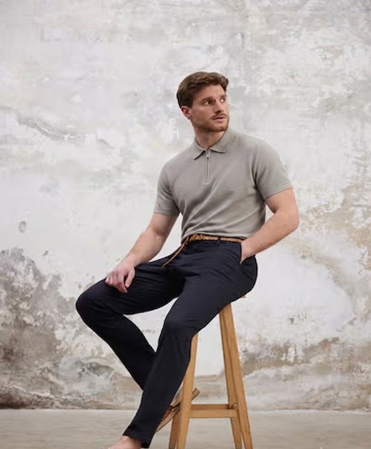 Regular/Normal Cut Zippered 100% Cotton Polo Neck