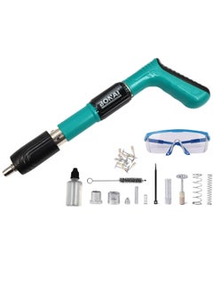 BONAI Manual Steel Concrete Nail Wall Fastening Tool, Nail gun, DIY Wood Working and Cement with Extra 30pcs Nails, 5 Speed, Stainless Handle, Green  - Image 1
