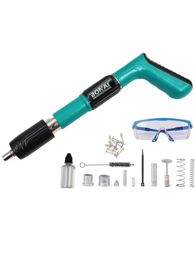 BONAI Manual Steel Concrete Nail Wall Fastening Tool, Nail gun, DIY Wood Working and Cement with Extra 30pcs Nails, 5 Speed, Stainless Handle, Green  - Image 1