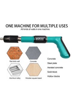 BONAI Manual Steel Concrete Nail Wall Fastening Tool, Nail gun, DIY Wood Working and Cement with Extra 30pcs Nails, 5 Speed, Stainless Handle, Green  - Image 4