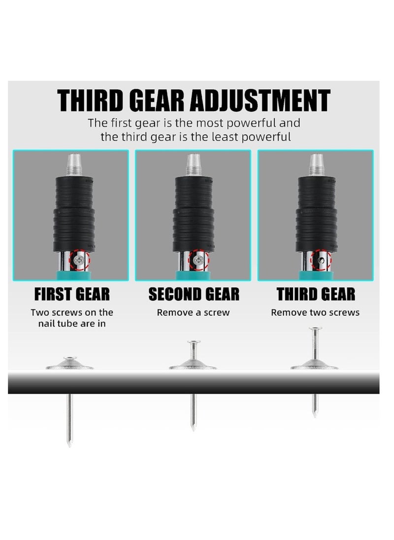 BONAI Manual Steel Concrete Nail Wall Fastening Tool, Nail gun, DIY Wood Working and Cement with Extra 30pcs Nails, 5 Speed, Stainless Handle, Green  - Image 3