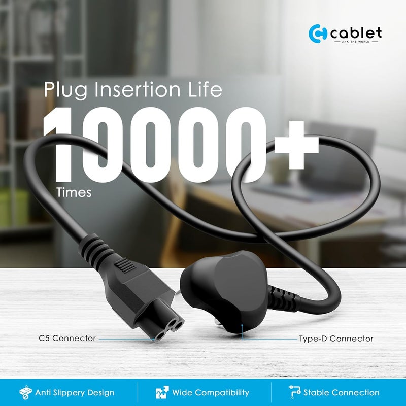 Cablet 1.5M Black 3 Pin Laptop Power Cable with 18 AWG & 700W Heavy Duty Universal Power Cable Replacement for Charger Adapter Power Cord for Laptop - Image 4