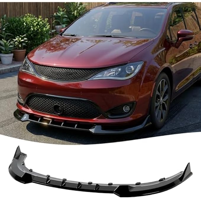 Sts.Ev01 STSEV01 Front Bumper Lip Splitter Spoiler Fit for Chrysler Pacifica 2017-2020 Accessories Limited/LX/Touring/L, 3pcs Air Dam Chin Body Kit Underbody Lip (Gloss Black) - Image 1